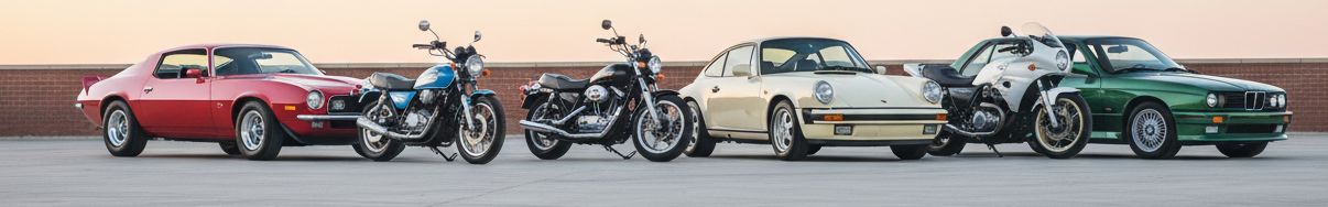 Classic Cars and Motorcycles Forward Angle Banner